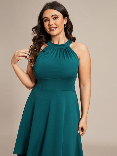Chic Halterneck Knee-Length Wedding Guest Dress