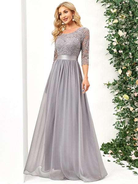 Elegant Lace Sleeve Formal Bridesmaid Dress