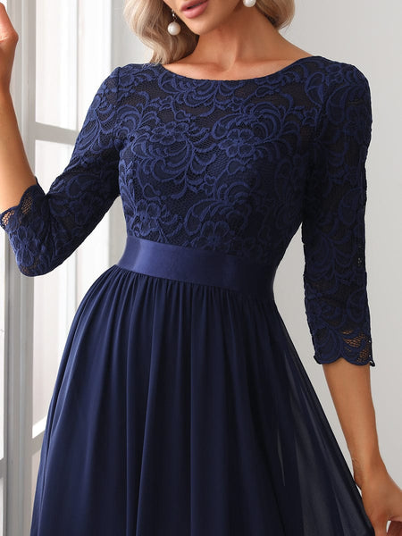 Elegant Lace Sleeve Formal Bridesmaid Dress