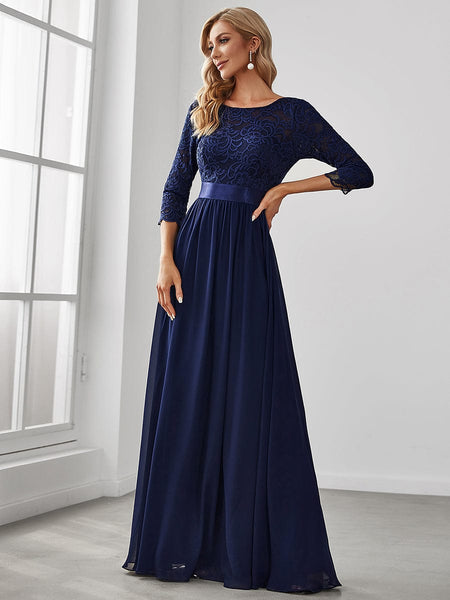 Elegant Lace Sleeve Formal Bridesmaid Dress