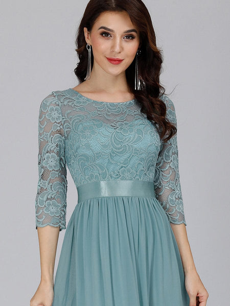 Elegant Lace Sleeve Formal Bridesmaid Dress