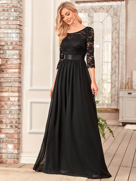 Elegant Lace Sleeve Formal Bridesmaid Dress
