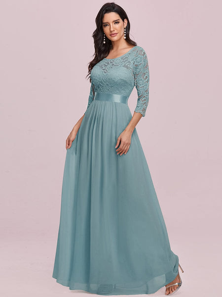 Elegant Lace Sleeve Formal Bridesmaid Dress