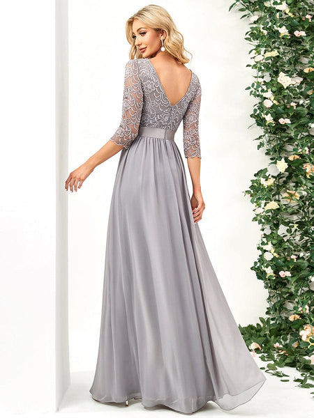 Elegant Lace Sleeve Formal Bridesmaid Dress