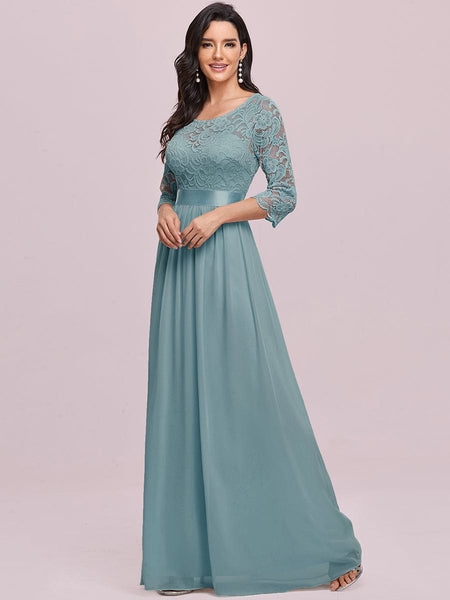 Elegant Lace Sleeve Formal Bridesmaid Dress