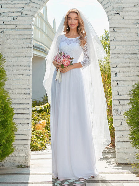 Elegant Lace Sleeve Formal Bridesmaid Dress
