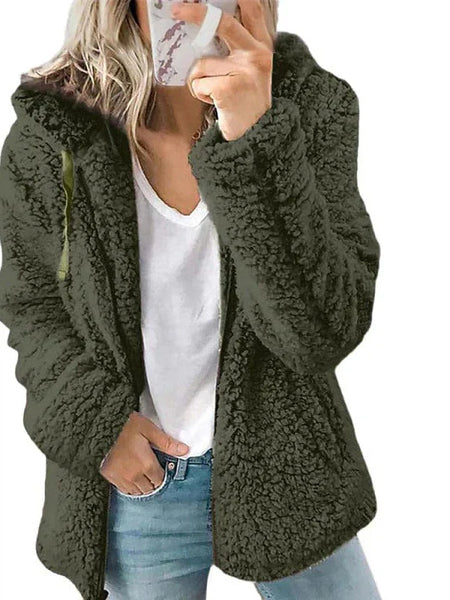 Women's Chic and Modern Women's Sherpa Teddy Coat Zip-Up Hoodie for Daily Fall Wardrobe with practical styling and dependable silhouette control.