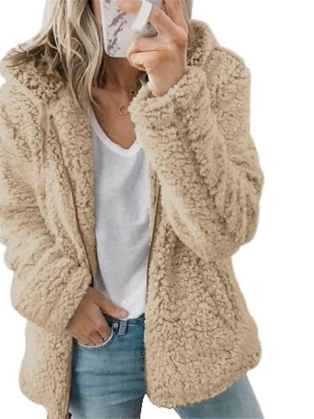 Women's Chic and Modern Women's Sherpa Teddy Coat Zip-Up Hoodie for Daily Fall Wardrobe with practical styling and dependable silhouette control.