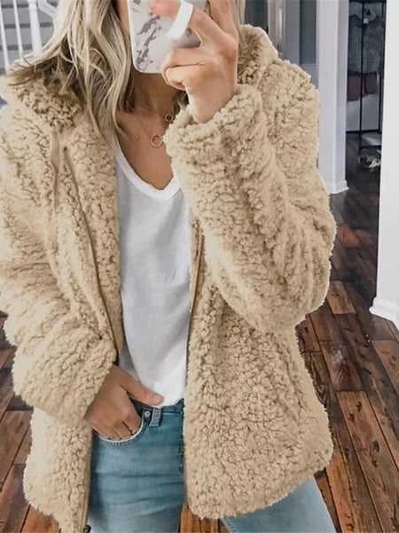 Women's Chic and Modern Women's Sherpa Teddy Coat Zip-Up Hoodie for Daily Fall Wardrobe with practical styling and dependable silhouette control.