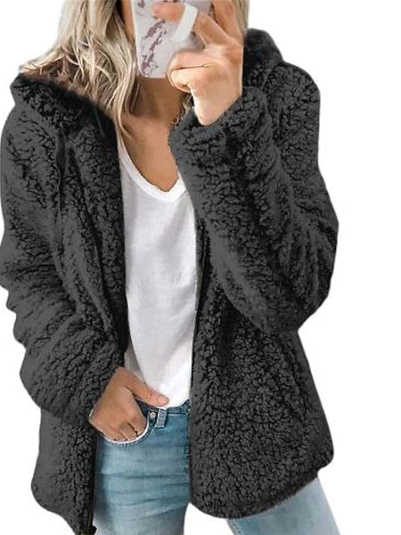 Women's Chic and Modern Women's Sherpa Teddy Coat Zip-Up Hoodie for Daily Fall Wardrobe with practical styling and dependable silhouette control.