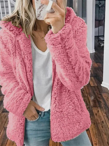 Women's Chic and Modern Women's Sherpa Teddy Coat Zip-Up Hoodie for Daily Fall Wardrobe with practical styling and dependable silhouette control.