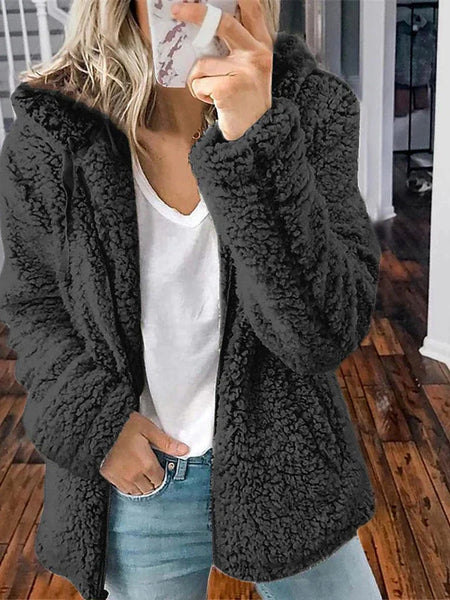 Women's Chic and Modern Women's Sherpa Teddy Coat Zip-Up Hoodie for Daily Fall Wardrobe with practical styling and dependable silhouette control.