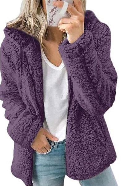 Women's Chic and Modern Women's Sherpa Teddy Coat Zip-Up Hoodie for Daily Fall Wardrobe with practical styling and dependable silhouette control.