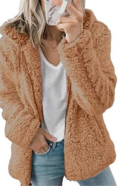 Women's Chic and Modern Women's Sherpa Teddy Coat Zip-Up Hoodie for Daily Fall Wardrobe with practical styling and dependable silhouette control.