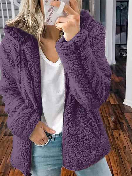 Women's Chic and Modern Women's Sherpa Teddy Coat Zip-Up Hoodie for Daily Fall Wardrobe with practical styling and dependable silhouette control.