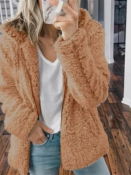 Women's Chic and Modern Women's Sherpa Teddy Coat Zip-Up Hoodie for Daily Fall Wardrobe with practical styling and dependable silhouette control.
