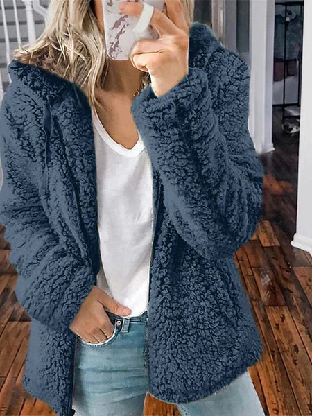 Women's Chic and Modern Women's Sherpa Teddy Coat Zip-Up Hoodie for Daily Fall Wardrobe with practical styling and dependable silhouette control.