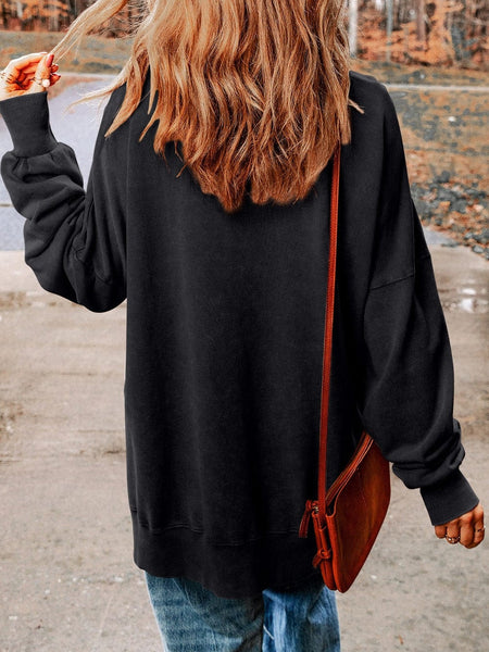 Chic Rugby Graphic Sequin Detail Sweatshirt for Casual Rugby Game Day Outfits