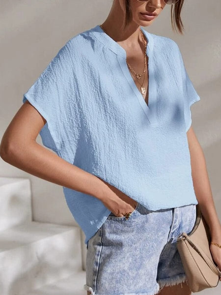 Chic V-Neck Lace Blouse with Slim Fit Silhouette