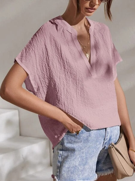 Chic V-Neck Lace Blouse with Slim Fit Silhouette