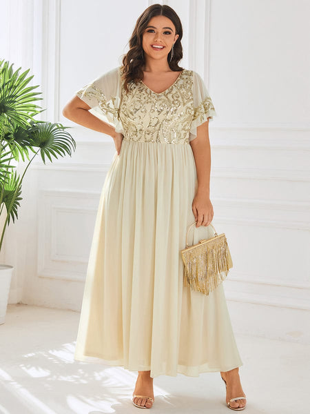 Women's Embellished Burgundy V-Neck Midi Mother of the Bride Dress