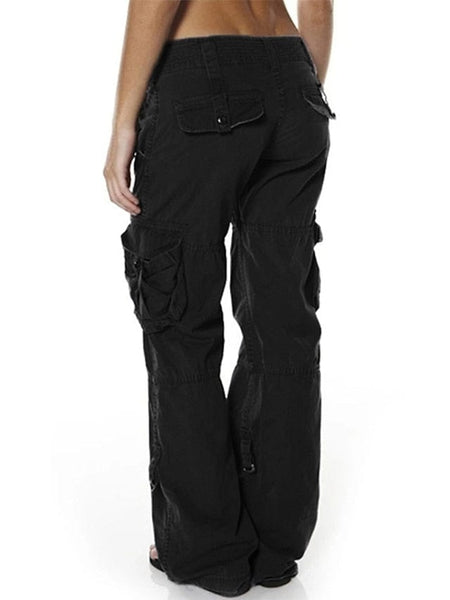 Women's Low-Rise Wide-Leg Tactical Cargo Pants with Utility Pockets