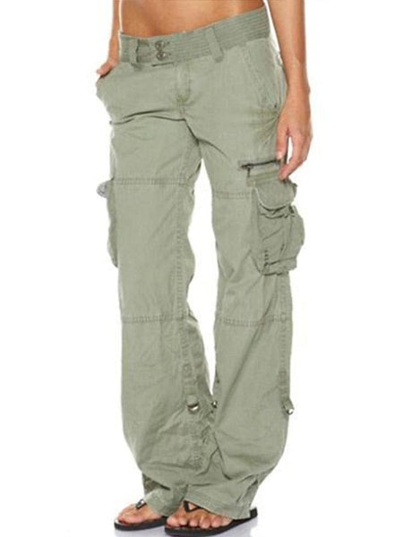 Women's Low-Rise Wide-Leg Tactical Cargo Pants with Utility Pockets