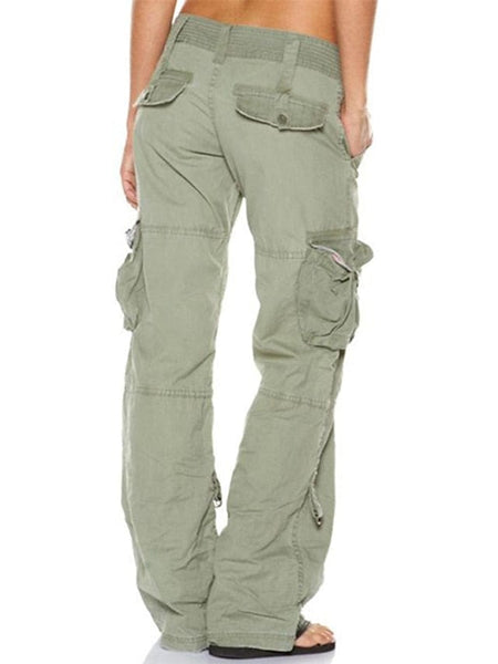Women's Low-Rise Wide-Leg Tactical Cargo Pants with Utility Pockets