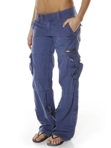 Women's Low-Rise Wide-Leg Tactical Cargo Pants with Utility Pockets