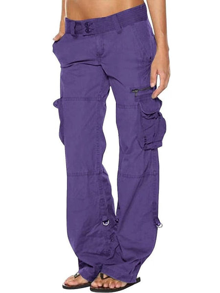 Women's Low-Rise Wide-Leg Tactical Cargo Pants with Utility Pockets