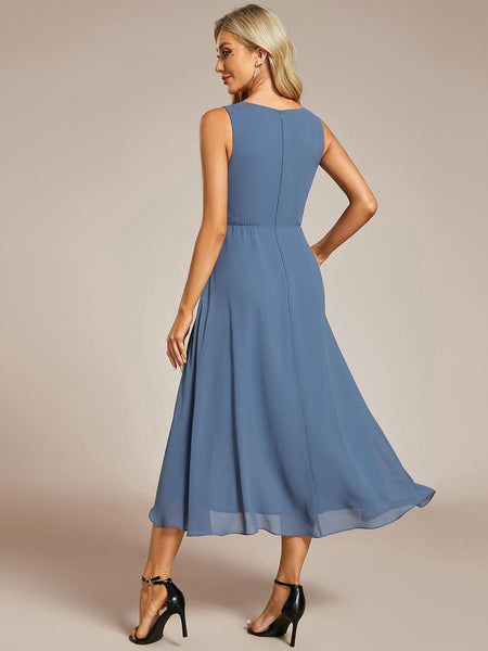 Women's Chiffon V-Neck High-Low Wedding Guest Dress