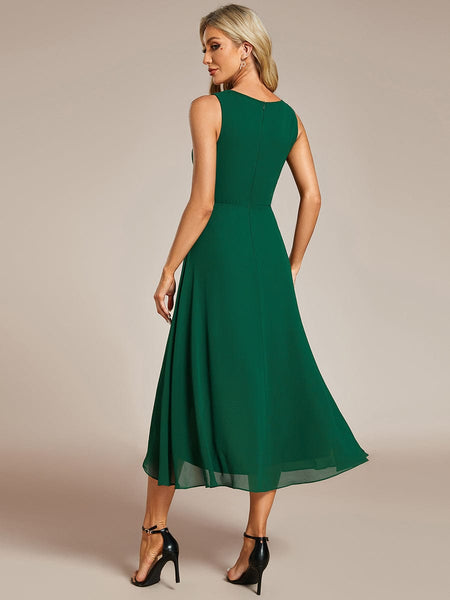 Women's Chiffon V-Neck High-Low Wedding Guest Dress