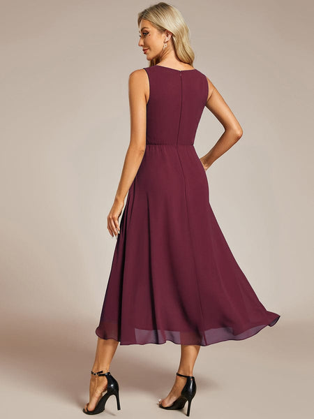 Women's Chiffon V-Neck High-Low Wedding Guest Dress