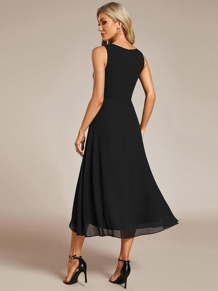Women's Chiffon V-Neck High-Low Wedding Guest Dress