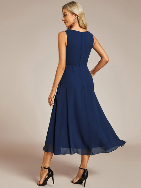Women's Chiffon V-Neck High-Low Wedding Guest Dress