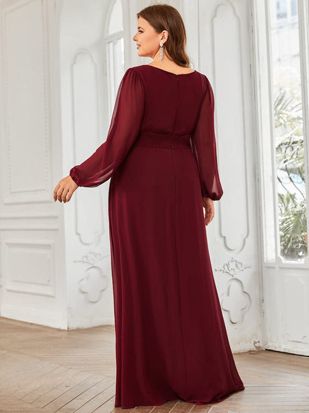 Women's Chiffon High Empire Waist Puff Sleeve Mother Dress