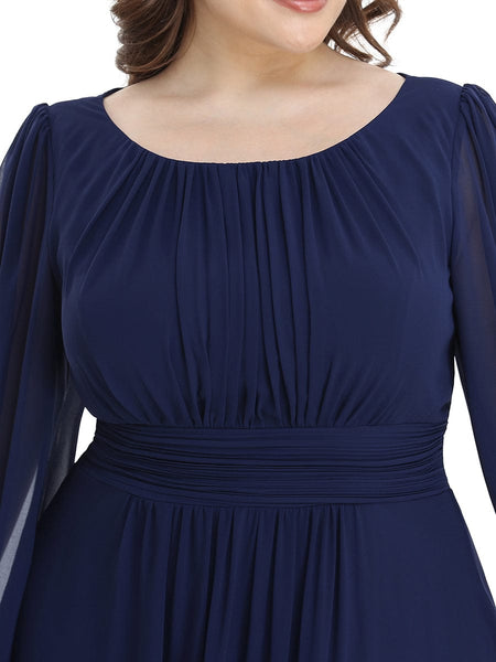 Women's Chiffon High Empire Waist Puff Sleeve Mother Dress