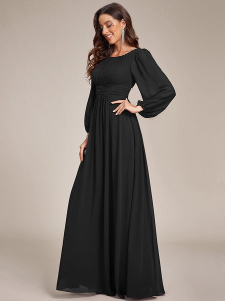 Women's Chiffon High Empire Waist Puff Sleeve Mother Dress