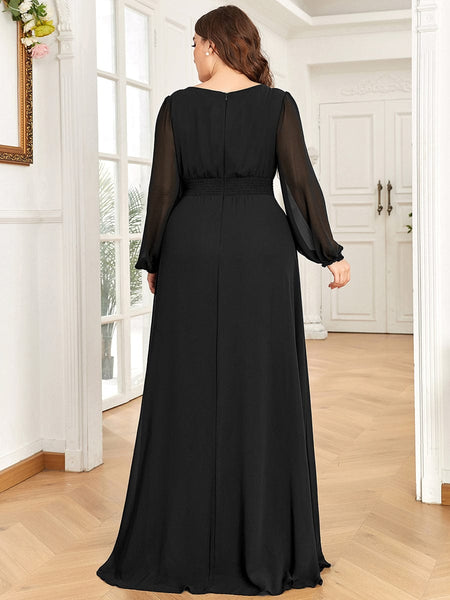 Women's Chiffon High Empire Waist Puff Sleeve Mother Dress