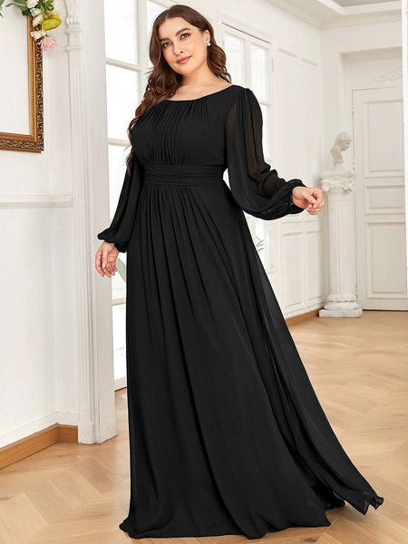 Women's Chiffon High Empire Waist Puff Sleeve Mother Dress
