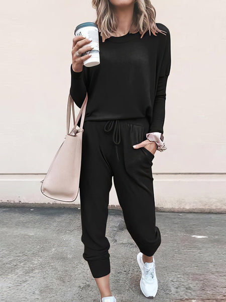 Color Long Sleeve Long Pants Pajamas Set