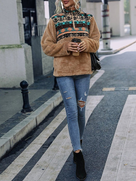 Colorblock Geometric Printed Sweatshirt