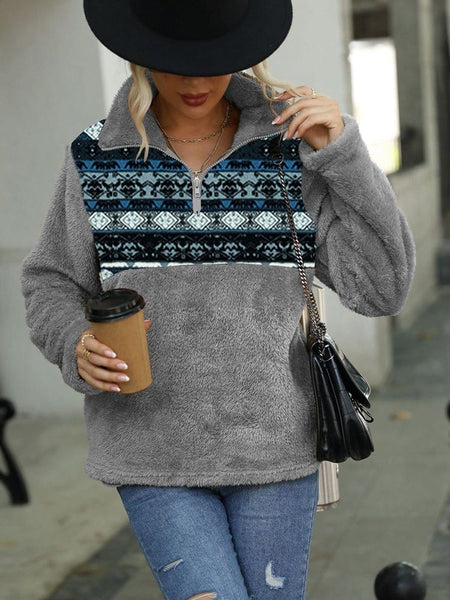 Colorblock Geometric Printed Sweatshirt