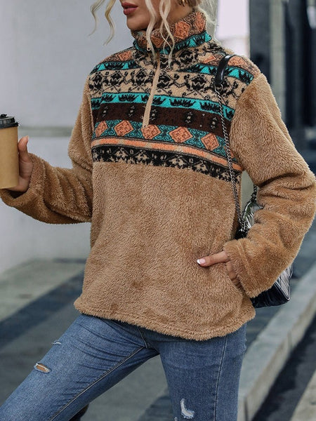Colorblock Geometric Printed Sweatshirt