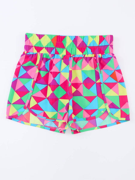 Women's Colorful Geometric Print Active Shorts with High Waist