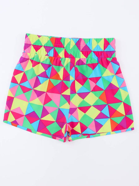 Women's Colorful Geometric Print Active Shorts with High Waist