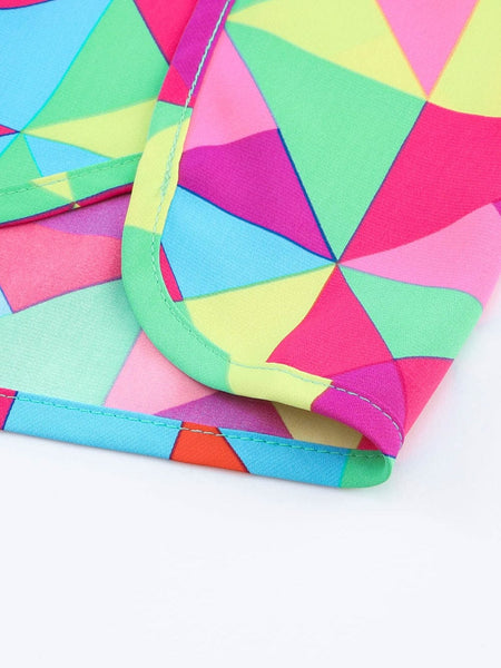 Women's Colorful Geometric Print Active Shorts with High Waist