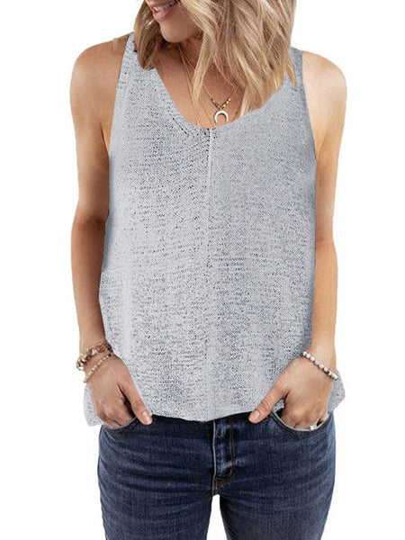 Colorful Sleeveless V-Neck Knitted Vest With Contrast Stitching For Women