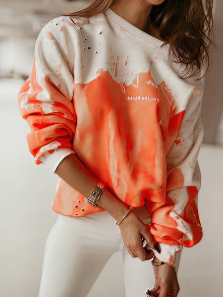 Colorful Tie-Dye Long Sleeve Hoodies with Round Neck