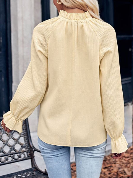 Flowy Pleated Long-Sleeve Shirt